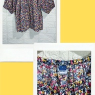0LD NAVY cotton blend floral print puff sleeve top preloved/plus size D