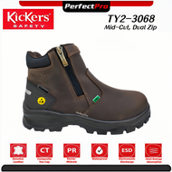 Kickers Safety Shoes TY2-3068 | WATERPROOF & ESD | Anti-slip Safety Boot | Mid Cut Zip On | Size UK6