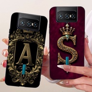 Asus ZS670KS Cover Asus ZenFone 7 Case Silicone Luxury Crown A-Z Letters 2D Flat Pattern Soft Phone 