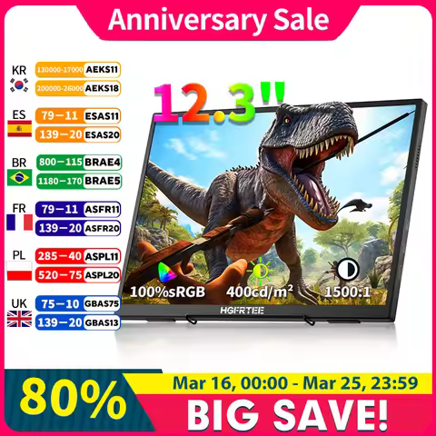 HGFRTEE 12.3inch Portable Monitor 3:2 400Cd/m² 100%sRGB second screen Gaming Extended Display for Ma