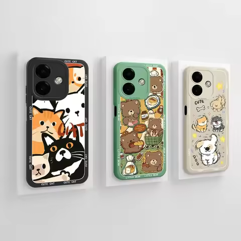 Cute Animals Casing For Oppo A3 A3Pro Phone Covers Soft Liquid Silicone Lens Protection Case For Opp