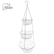 DD3 Tier Fruit Basket, Vegetable Kitchen Storage Basket Chain Hanging Space Saving Fruits, Plants St
