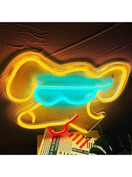 可愛的狗形led霓虹燈牌,鏡面亞克力底板上帶有usb電纜和開關