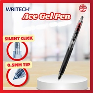 [Super SaverS] WRITECH Ace Gel Pen Ink Hitam | 0.5mm | Pen Bola Klik Senyap |  Silent Clicker Ball P