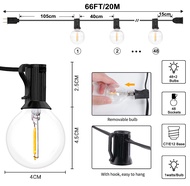 25FT/66FT Christmas String Lights Dimmable G40 Bulb Outdoor Waterproof Fairy String Lights for Backy