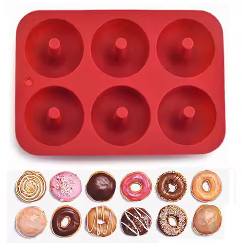 6 Holes Silicone Donut Mold Bagel Pan Non Stick Baking Heat Resistance Mini Cupcake Mould Doughnut M