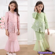 Baju Kebaya Satin Muslimah Budak Perempuan 2-12 Tahun Baju Kurung Kebaya Nyonya Moden Murah Kids Baj