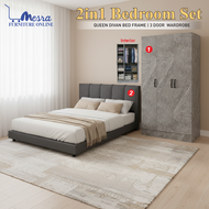 MESRA - Bedroom Set 3 door /Set Bilik Tidur/Almari Baju/Katil queen/Bedroom Set/Bedroom set murah/3d
