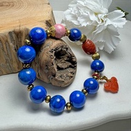 G43 頂級青金石 13.5mm 南紅瑪瑙 富甲天下 如意鎖 薔薇輝石