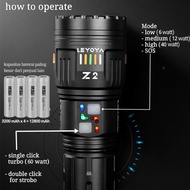 Ada Leyoya Z2 40 wat 3000 Lumens Senter Super Terang