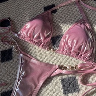 Sexy shiny pearl thong bikini swimsuit