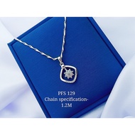 S925 Platinise' Silver "Pendent Necklace Set" (Set Rantai Leher+Loket) 925銀鍍鉑鑲鋯花卉鏈墜項鏈組 PFS-129