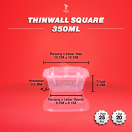 Thinwall Square Mini 350ml / Cup Dessert / Kotak Makan Plastik Persegi 350ml