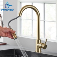 FMHJFISD Kitchen Faucet Brushed Gold Pull Out Kitchen Sink Water Tap Single Handle Mixer Tap 360 R