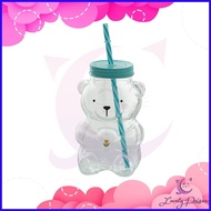 ۩ ◲ Lovely Poison Bear Glass with Straw and Lid Cute Gift Coffee Mug 420ml Glass Jar Mug