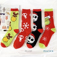 PEASIP Winter Thermal Cozy Home Bed Socks for Ladies Women Girls, Casual Fuzzy Slipper Socks Christmas Socks Holiday Socks, Cute Funny Socks Xmas Gift