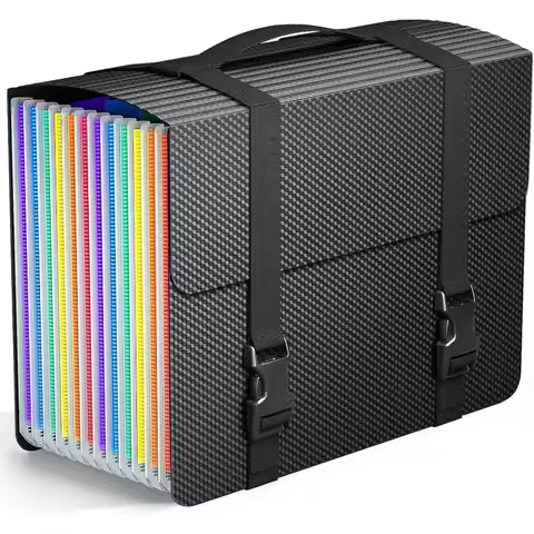 Expandable Folder, Accordion File Manager with Handle, Portable File Box Expandable File Manager