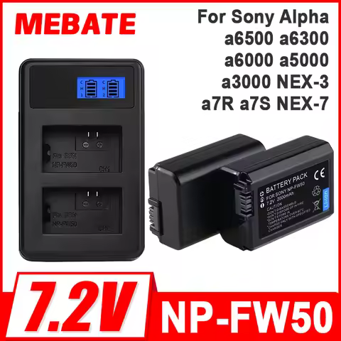Battery Pack For SONY NP-FW50 NP FW50 Charger for Sony Alpha a6500 a6300 a6000 a5000 a3000 NEX-3 a7R