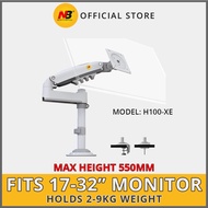 NB North Bayou Single Monitor Arm Mount Stand Pole Gas Strut H100-XE White H Series