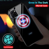 【Luminous Glass Casing】VIVO Y71 Y75 Y76 Y79 Y72 Y52 V7 Plus Y81 Y81i Y67 Y78 Plus 5G For Hard Cover Avengers Marvel Phone Case Anime Shockproof Cases