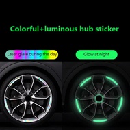 20 Pieces Wheel Rainbow Luminous Film Car/Motorcycle/Battery Car/Bicycle Reflective Wheel Sticker Creative Colorful Luminous Tire Rubber Strip