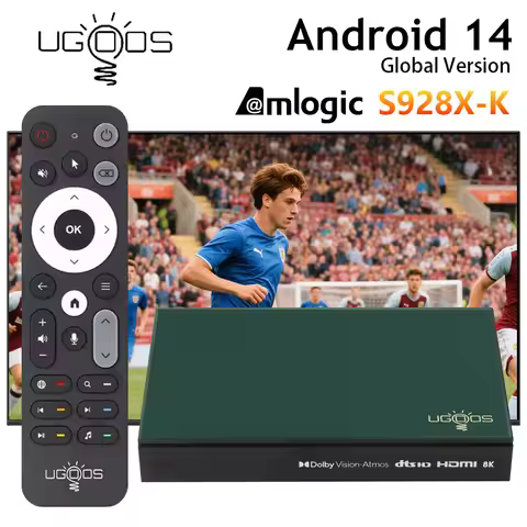 Original UGOOS SK1 Lite Amlogic S928X-K Android 14 Smart TV Box DDR4 WIFI6 BT5.2 Set Top Box AV1 8K 
