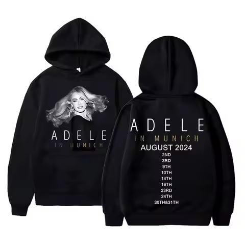 Popular Singer Adele in Munich Tour August 2024 Hoodie Men Women Fashion Oversized Sweatshirt Man Ca