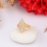 ZHULIAN Vintage Marquise Cut CZ Signet Ring 24K Gold Plated