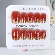 10Pcs Exquisite Nail Art New Style Plum Candy Cat Eye Press on Nails Tomato Gold-plated Whitening Te
