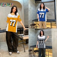 【 Number 77 Dry jersey Custom name 】 Korean style couple shirt for Unisex Baju T shirt Lelaki Peremp