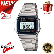 Casio Vintage Men's Watch A158WA-1D Digital Display Stainless Steel Strap Silver Color for Lelaki Ja