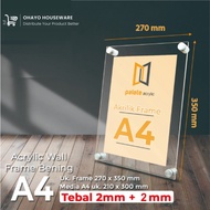 Acrylic Frame A4 Acrylic Wall Frame A4/ 27x35cm/ 2mm Thick Acrylic Clear/