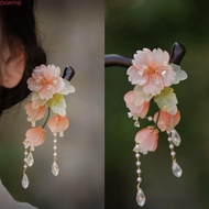 DWAYNE Wooden Hair Stick, Chinese Style Flower Hanfu Hairpin, Cute Hair Accessories Tassel Hanfu Headwear for Women
