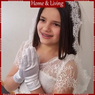 AOTO Girls Communion Veil  Comb Lace Trim Short Length Wedding Veil for Kids