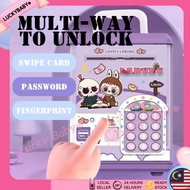 Kids Money Saving Box Labubu Piggy Bank Password Digital Money Fingerprint Unlock Tabung ATM Cartoon