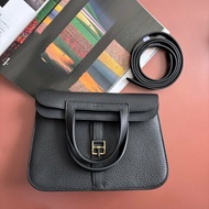 HALZAN 25 櫃上停產很久！::HERMES 愛馬仕:: K刻MINI HALZAN金棕色銀釦斜背肩背包