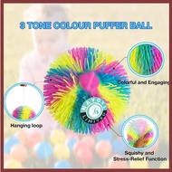 [DT] Rainbow Sensory Puffer Ball – 22cm/8.5" Stress Relief Toy With Spiky Texture & Stretchy Strings