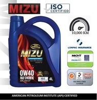 Mizu 0W-40 Fully Synthetic Lubricant Genuine Engine Oil - 4 litres