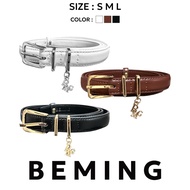 Bemingbelt004-BMG Classic Charm Belt-Design Leather With Logo Pendant Details BMG