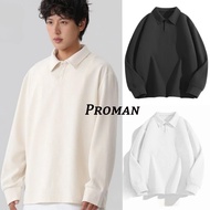 【From Perak】ProMan men waffle plain polo shirt baju lengan panjang lelaki baju t shirt lelaki berkol