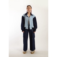 OCWA DOMINIQUE OVERSIZED BOMBER NAVY BLUE DENIM JACKET WOMAN