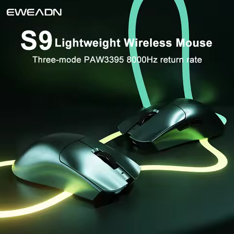 Eweadn S9 Ultra Wireless Mouse Thri Mode Bluetooth Paw3950 Ergonomics Lightweight Mouse E-Sports Gam