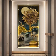 Tranh Đính Đá Pha Lê 5D UV Có Đèn LED – Hươu Tuần Lộc May Mắn Tranh Treo Tường Decor Phòng Khách Phò