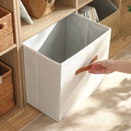 日本霜山 木質收納架用平口抽屜式收納盒(皮革把手)-3入