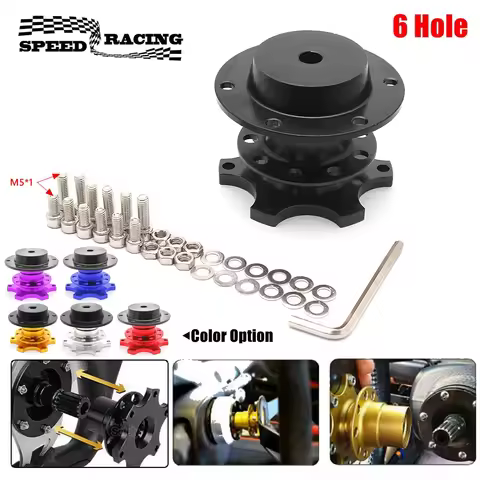 Universal Steering Wheel Quick Release Hub Adapter Snap Off Boss Kit with 6 Hole Steering Wheel Hub 