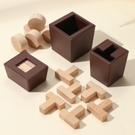Wooden Cube Puzzle Kids Educational Toy Brain Teaser IQ Puzzle Board Games Party Game Kids Adults