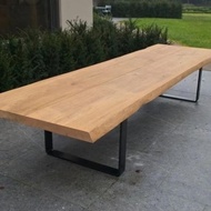 Meja Makan Kayu Jati 250X100X75 Tebal 8 Cm Kaki Besi Hollow 4X6 2 Mm