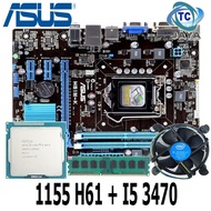 Mainboard Lga 1155 H61 Asus + Processor Core I5 3470 Dan Ram 8Gb Murah