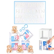 8PCS-Baby Shower With Alphabet For Party, A-Z 26 Letters - Gender Reveal Party Decoration - Clear Ba