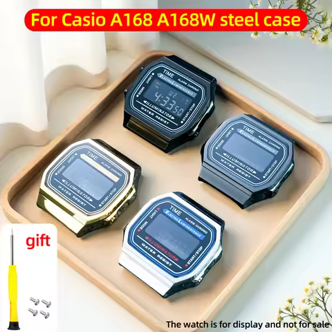 A168 Stainless steel case For Casio electronic watch A168W A168WA-1 Modified metal Bezel watch Case+